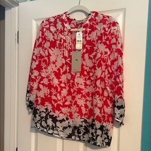 Tommy Bahama Red and Black Floral Blouse